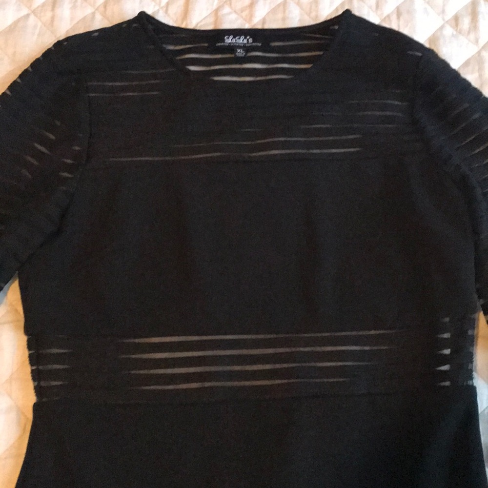 Lulu’s Black Sheer Panel Party Dress